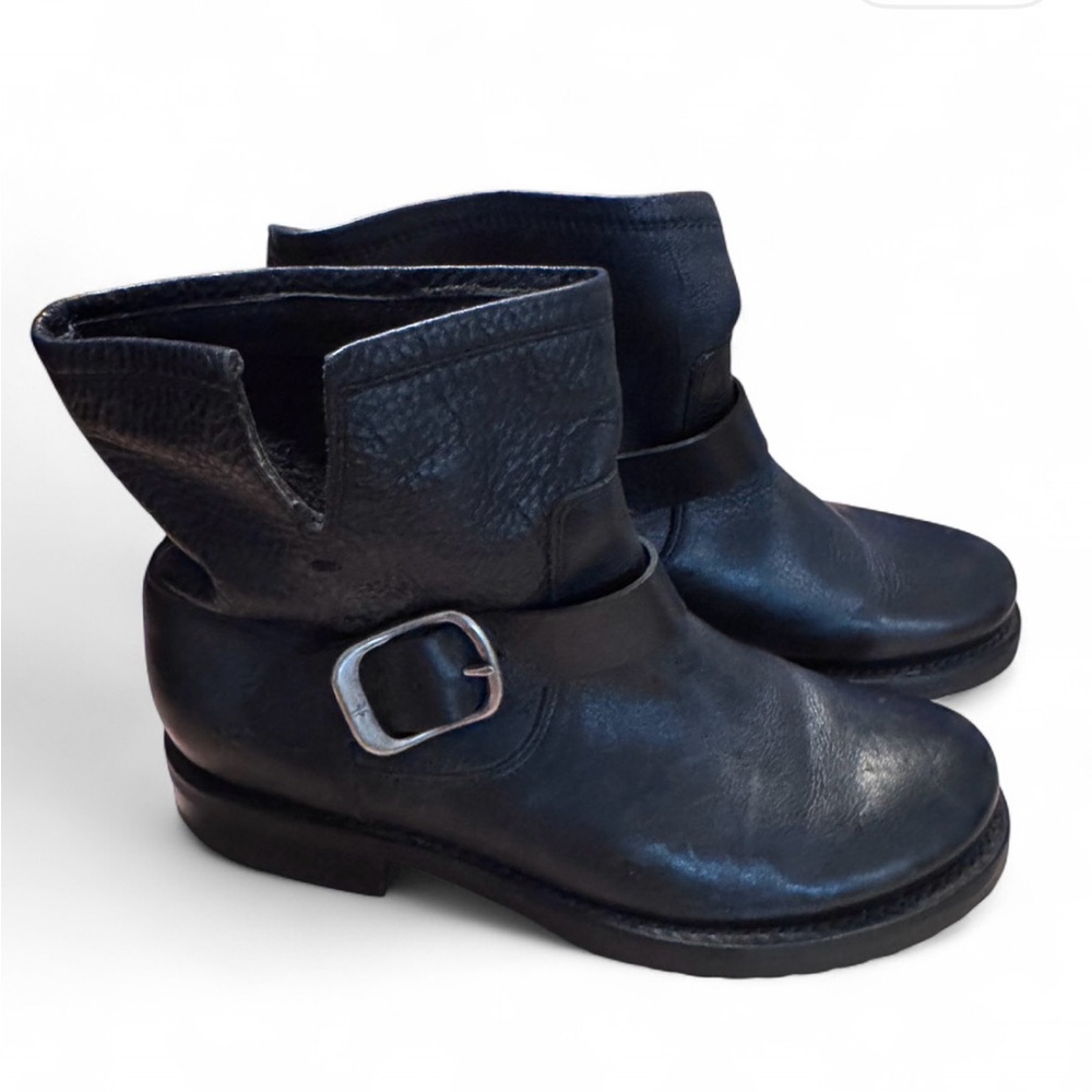 Frye Women’s Black Ankle Boots with Silver Buckle Veronica Bootie
